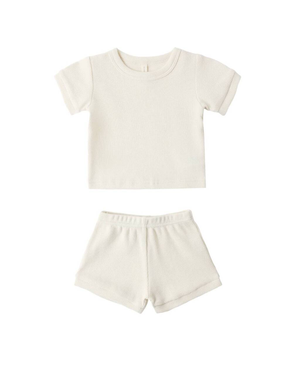 NEW QUINCY MAE girls waffle shortie set in natural